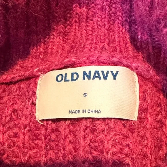 Old Navy Hot Pink Turtleneck Chunky Knit Sweater - Picture 5 of 7